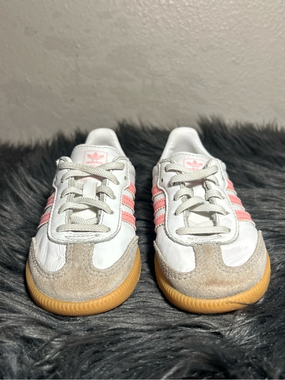 Adidas Kids Samba Og Shoes White Coral Pink Leather Sneaker Size 8 - Picture 7 of 9